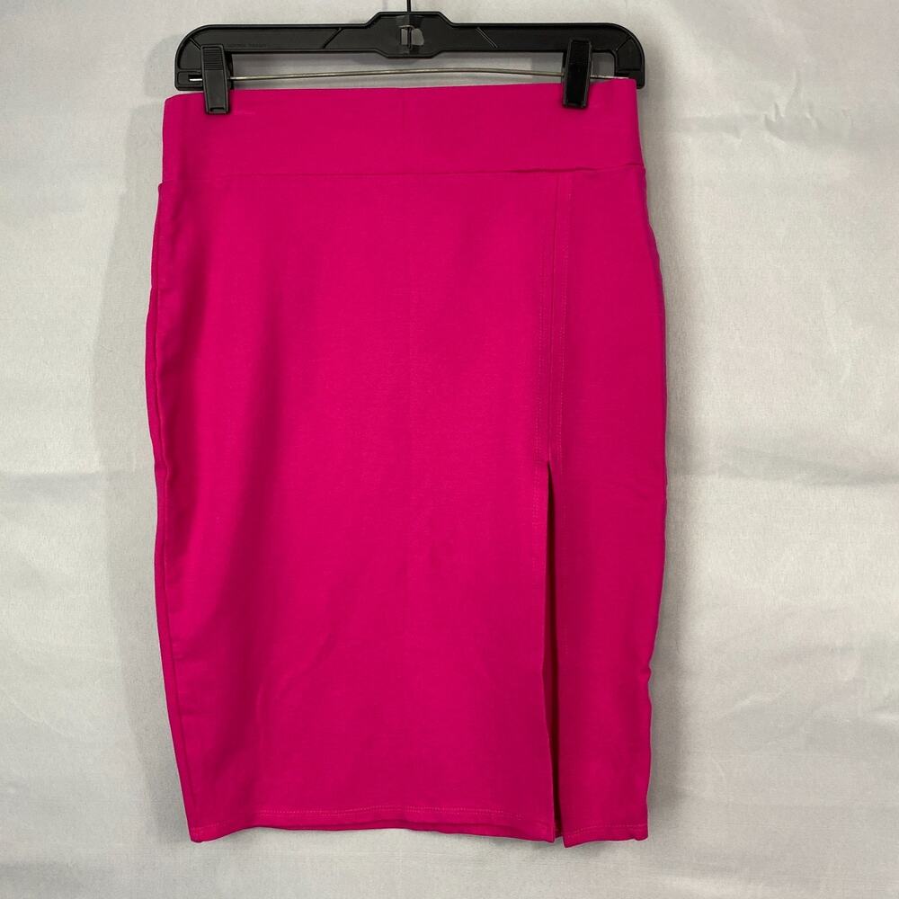 Charlotte Russe Skirt S Hot Pink Barbiecore Bodycon Stretch Pencil Front Slit